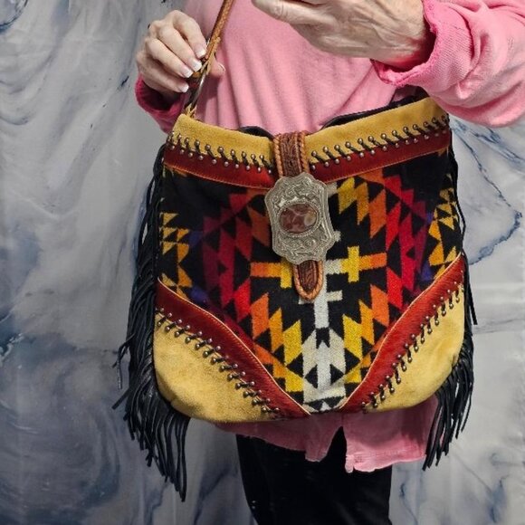 Custom designer Southwestern handbag leather wool conceal Double J Originals - Picture 1 of 16